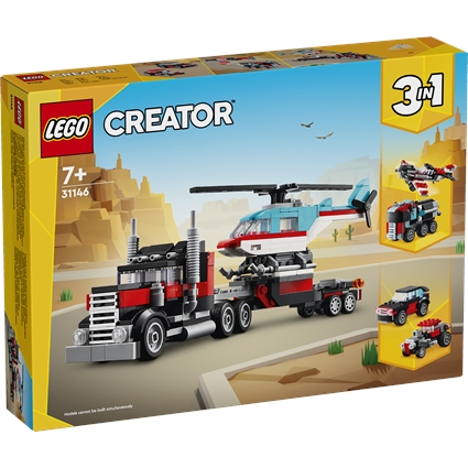 Flatbed Truck with Helicopter
