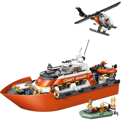 Coast Guard Rescue Boat and Helicopter