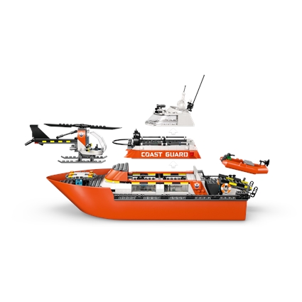 Coast Guard Rescue Boat and Helicopter
