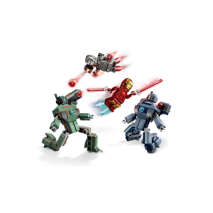 Iron Man e Máquina de Guerra contra Drones